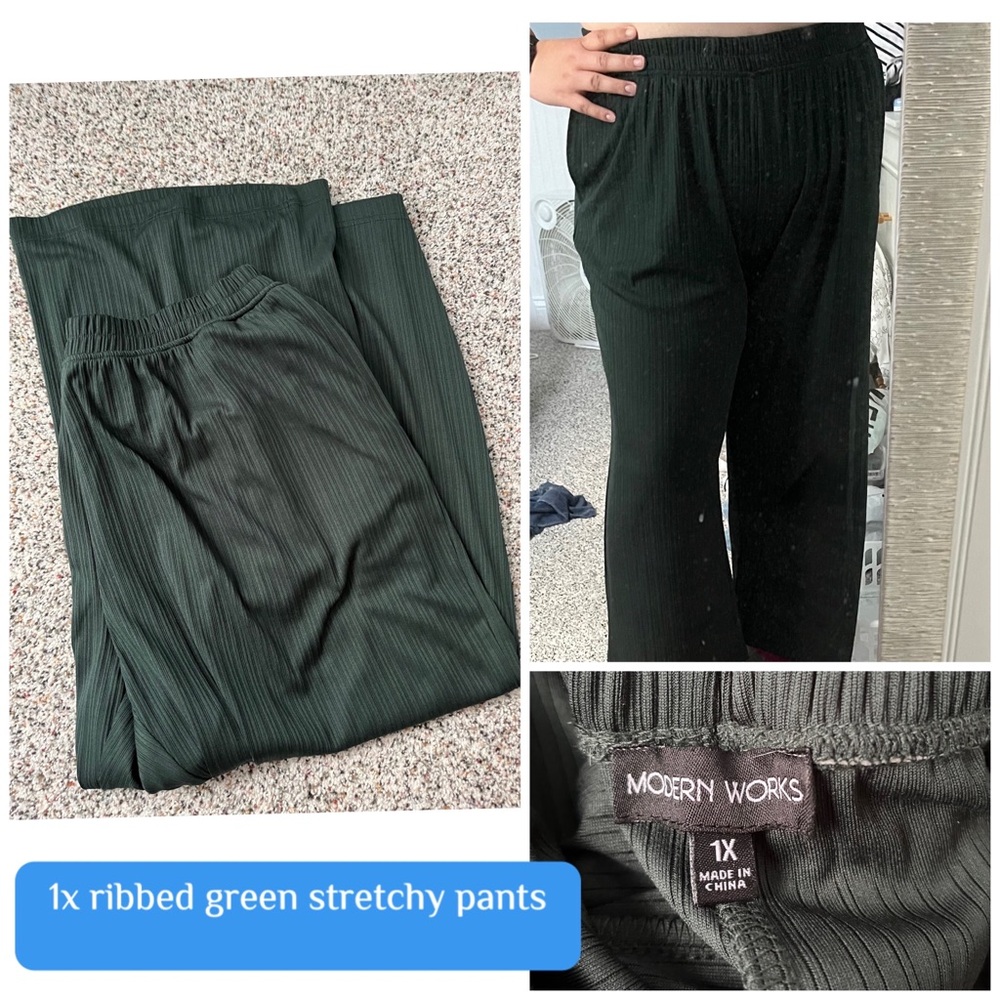 Modern Works Ribbed Green Stretchy Pants